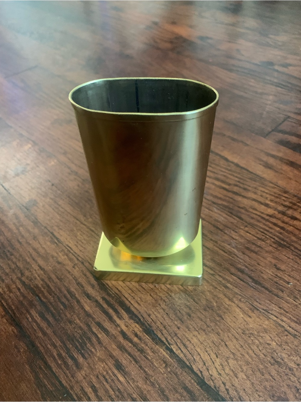 Vintage Mid Century Modern Solid Brass Eyeglass Holder Desk Pen Stand MCM Cup